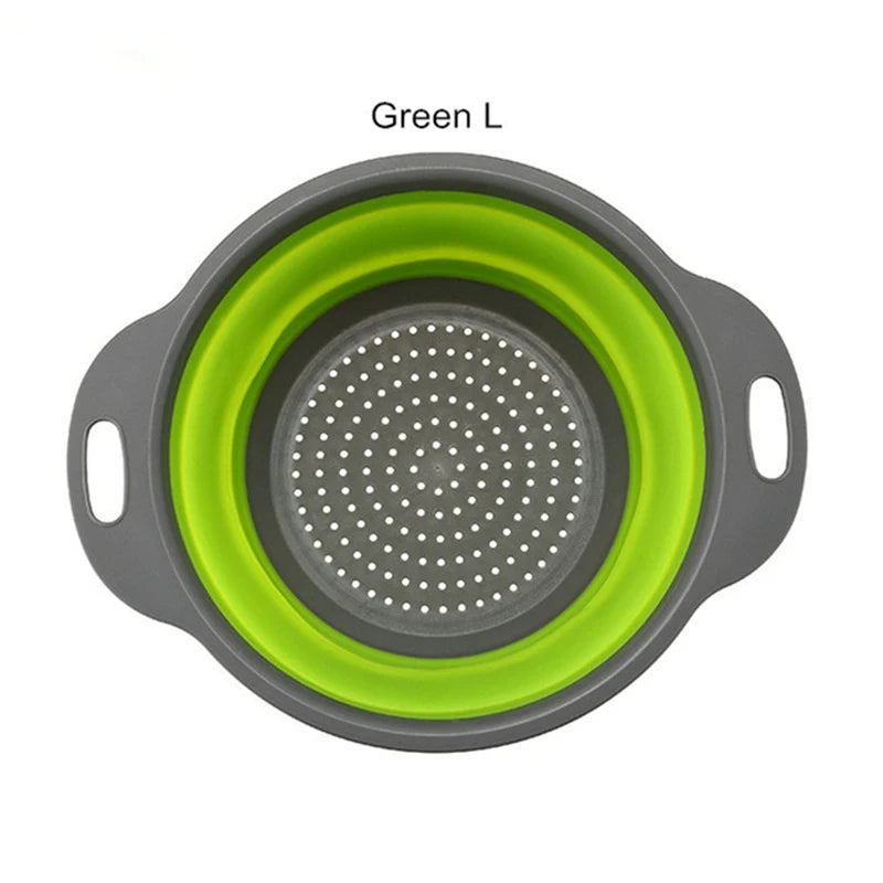Round Collapsible Colander Silicone Kitchen Fruit Vegetable Washing Basket Strainer Foldable Drainer Kitchen Gadgets Tools - The New Up