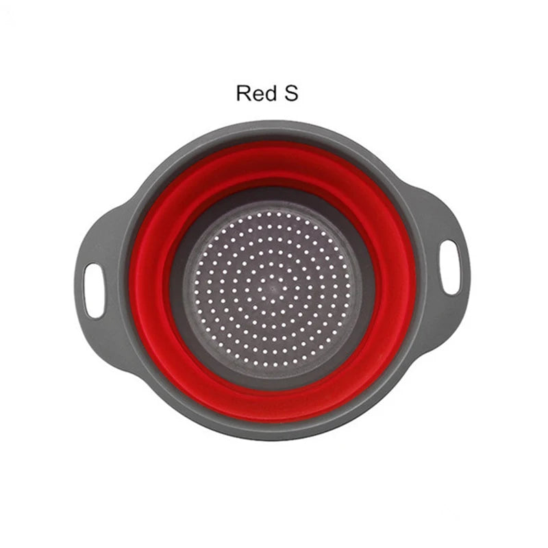 Round Collapsible Colander Silicone Kitchen Fruit Vegetable Washing Basket Strainer Foldable Drainer Kitchen Gadgets Tools - The New Up