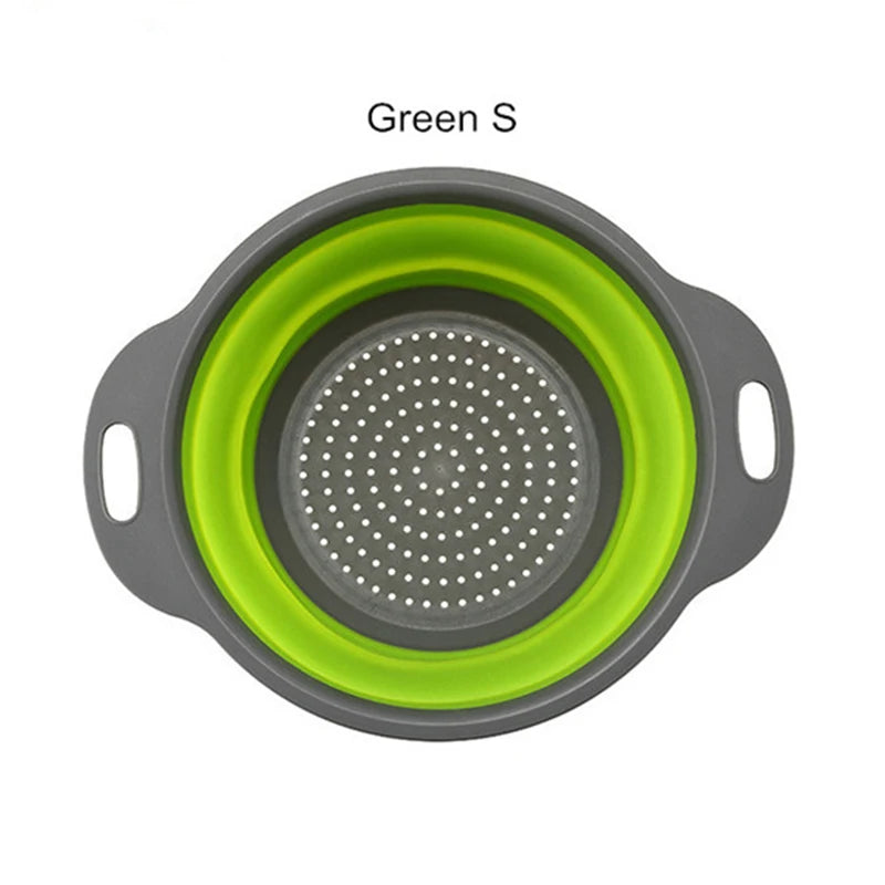 Round Collapsible Colander Silicone Kitchen Fruit Vegetable Washing Basket Strainer Foldable Drainer Kitchen Gadgets Tools - The New Up
