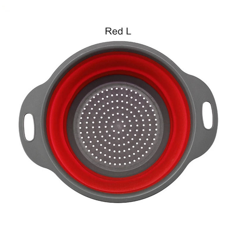 Round Collapsible Colander Silicone Kitchen Fruit Vegetable Washing Basket Strainer Foldable Drainer Kitchen Gadgets Tools - The New Up