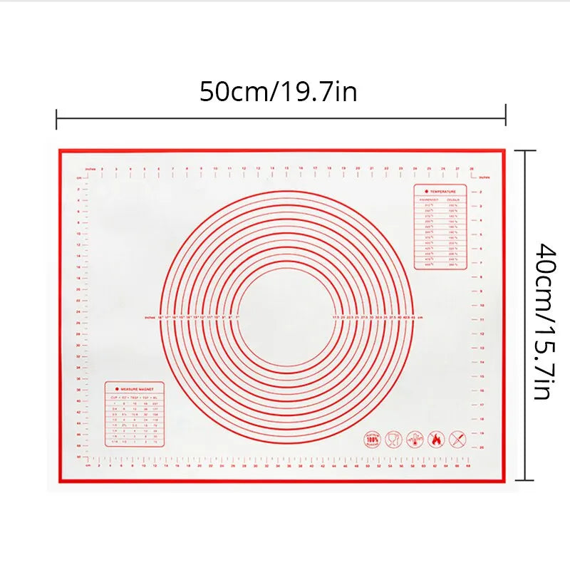 1Pc 40X50CM White And Red Kneading Dough Mat Silicone Baking Mat Pizza Cake Dough Maker Kitchen Cooking Grill Gadgets Bakeware - The New Up