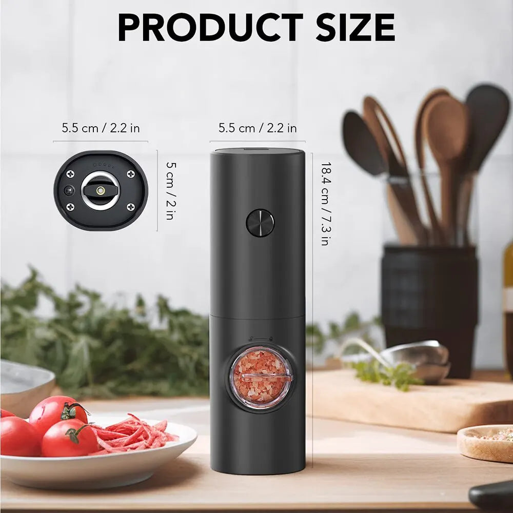 Electric Salt And Pepper Grinder With Adjustable Coarseness Refillable Mill Battery Powered Kitchen Automatic Gadget - The New Up