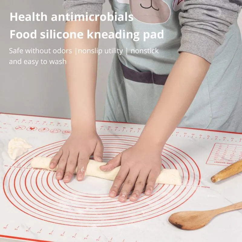 1Pc 40X50CM White And Red Kneading Dough Mat Silicone Baking Mat Pizza Cake Dough Maker Kitchen Cooking Grill Gadgets Bakeware - The New Up