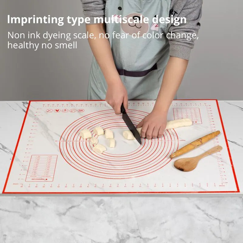 1Pc 40X50CM White And Red Kneading Dough Mat Silicone Baking Mat Pizza Cake Dough Maker Kitchen Cooking Grill Gadgets Bakeware - The New Up