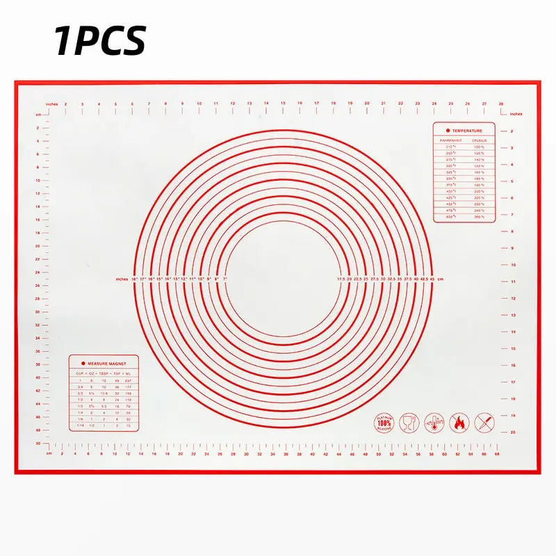 1Pc 40X50CM White And Red Kneading Dough Mat Silicone Baking Mat Pizza Cake Dough Maker Kitchen Cooking Grill Gadgets Bakeware - The New Up