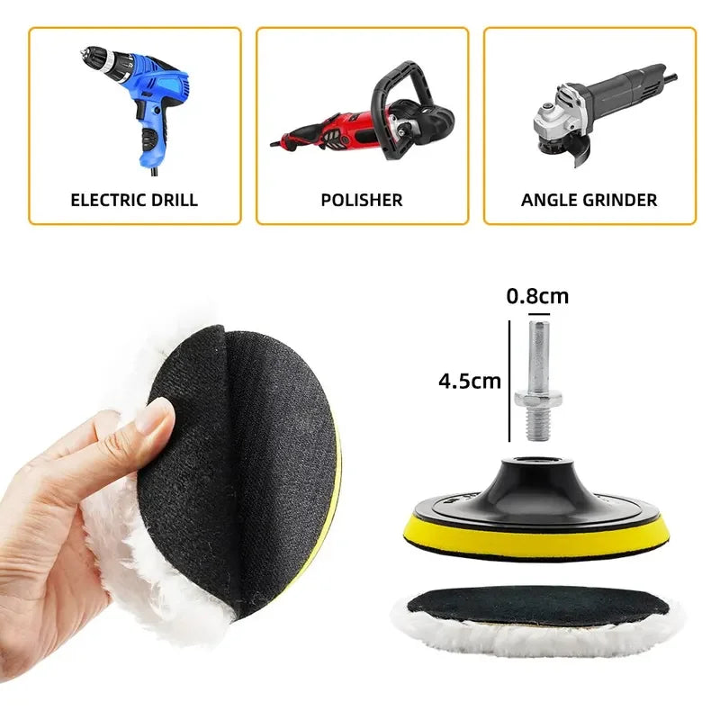 5Pcs 3/4/5 Inch Polishing Kit Car Polishing Pad Car Waxing Sponge Disk Wool Wheel Auto Paint Care Polisher Pads Car Gadget - The New Up