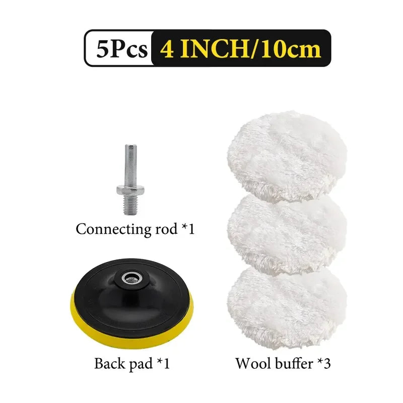 5Pcs 3/4/5 Inch Polishing Kit Car Polishing Pad Car Waxing Sponge Disk Wool Wheel Auto Paint Care Polisher Pads Car Gadget - The New Up