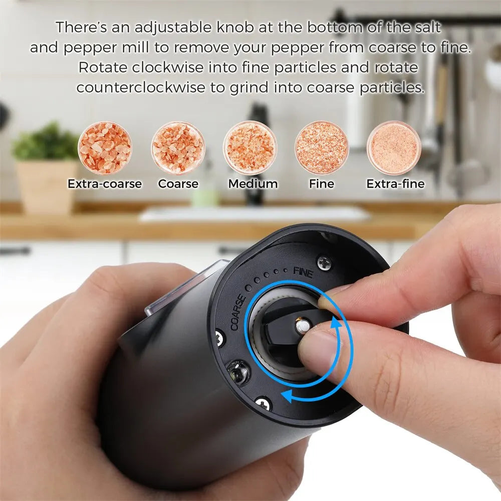 Electric Salt And Pepper Grinder With Adjustable Coarseness Refillable Mill Battery Powered Kitchen Automatic Gadget - The New Up