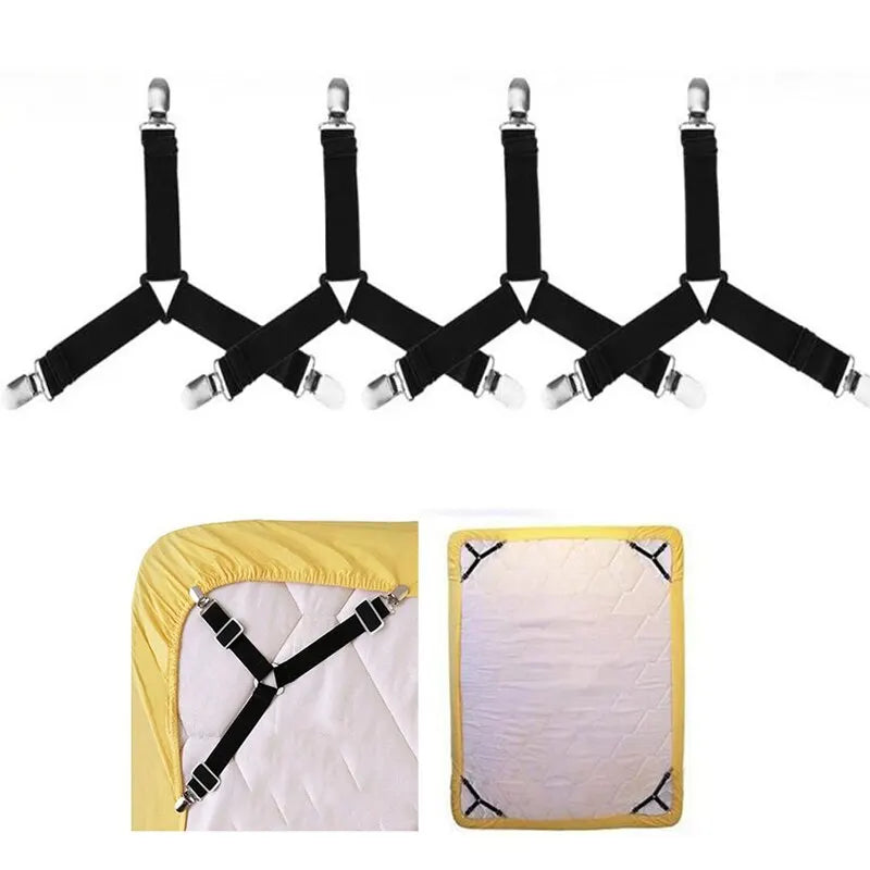 4Pcs/lot Bed Sheet Fasteners Holder Gadgets for Bed Sheet Organizer Mattress Cover Clip For Home Elastic Straps Adjustable Clips - The New Up