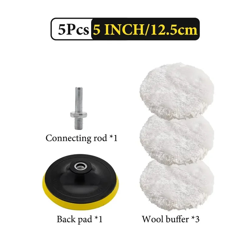 5Pcs 3/4/5 Inch Polishing Kit Car Polishing Pad Car Waxing Sponge Disk Wool Wheel Auto Paint Care Polisher Pads Car Gadget - The New Up