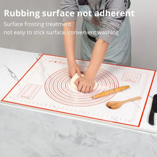 1Pc 40X50CM White And Red Kneading Dough Mat Silicone Baking Mat Pizza Cake Dough Maker Kitchen Cooking Grill Gadgets Bakeware - The New Up