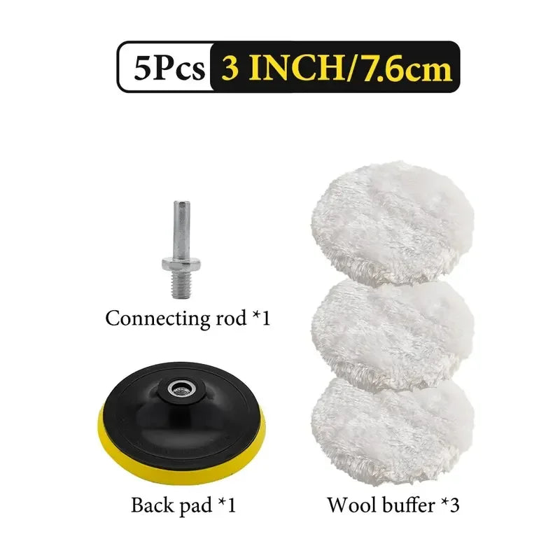 5Pcs 3/4/5 Inch Polishing Kit Car Polishing Pad Car Waxing Sponge Disk Wool Wheel Auto Paint Care Polisher Pads Car Gadget - The New Up
