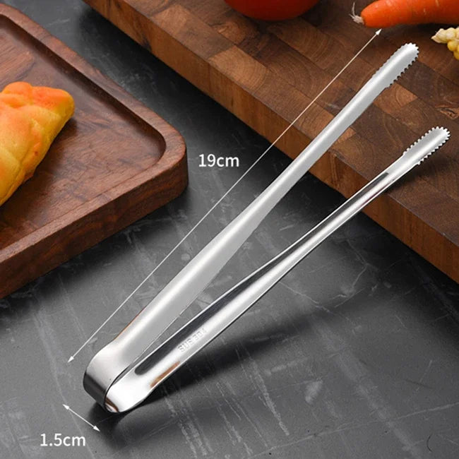 Stainless Steel Grill Tongs Food Clip BBQ Steak Clip Bread Tong Cooking Utensils Party Non-Slip Kitchen Gadgets Accessories - The New Up