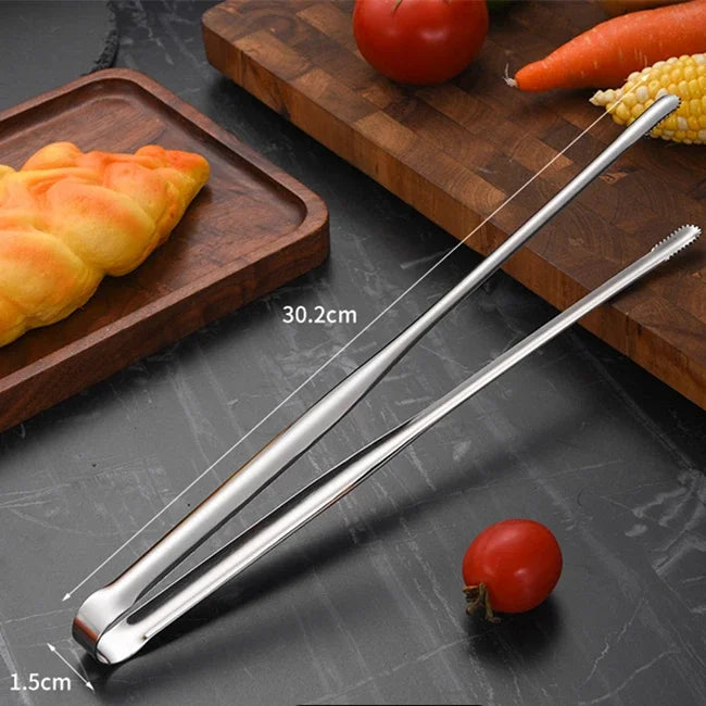 Stainless Steel Grill Tongs Food Clip BBQ Steak Clip Bread Tong Cooking Utensils Party Non-Slip Kitchen Gadgets Accessories - The New Up