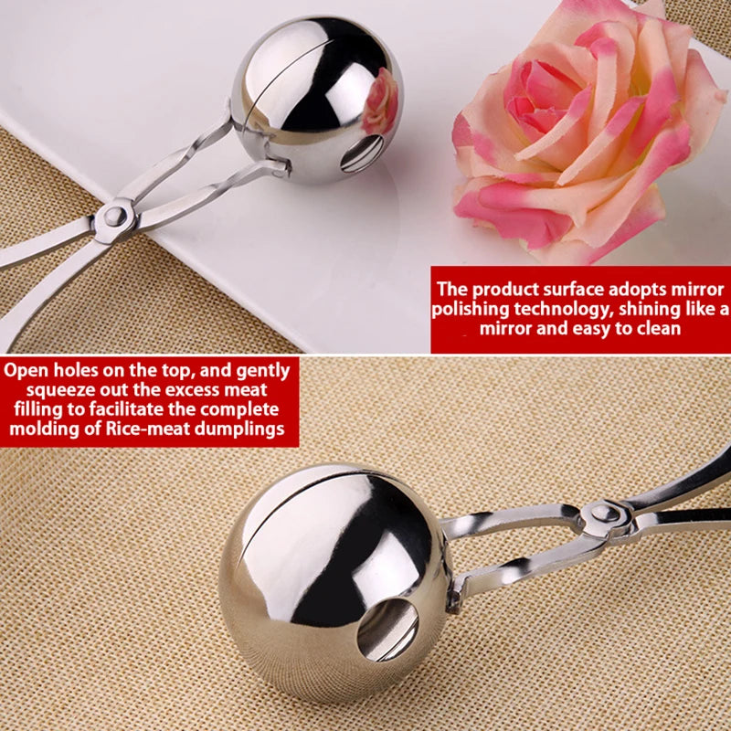 Meat Ball Maker Tool Stainless Steel Clip Round Rice Ball Shaper Spoon Meatball Making Mold Non Stick Stuffed Kitchen Gadget. - The New Up