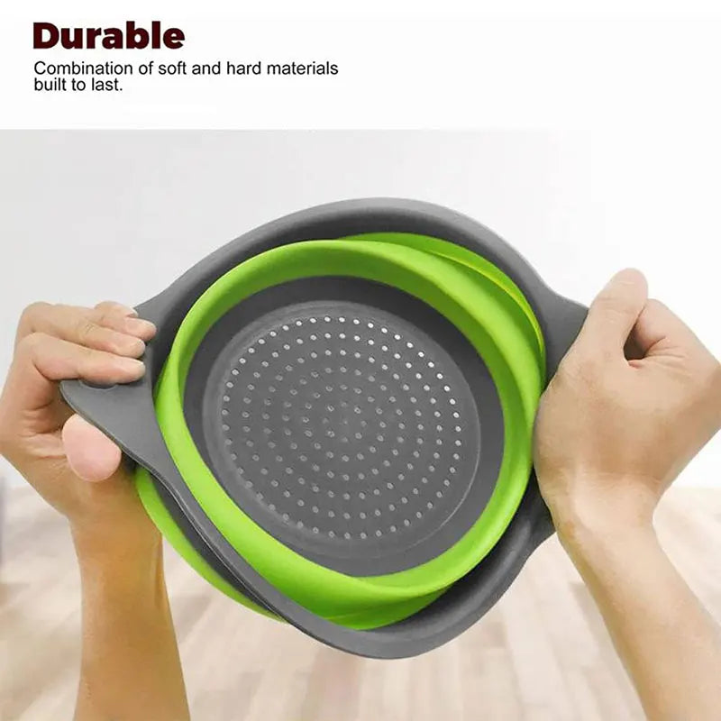Round Collapsible Colander Silicone Kitchen Fruit Vegetable Washing Basket Strainer Foldable Drainer Kitchen Gadgets Tools - The New Up