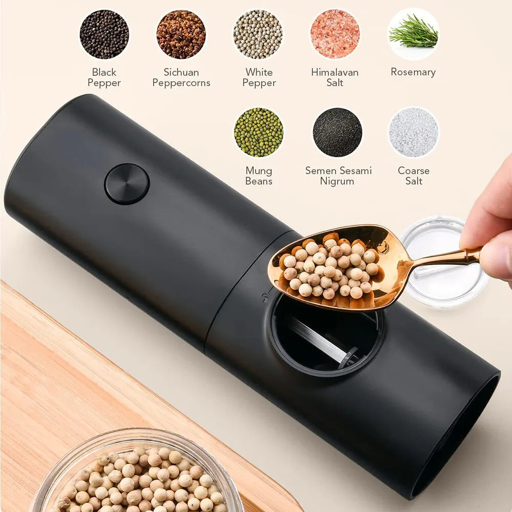 Electric Salt And Pepper Grinder With Adjustable Coarseness Refillable Mill Battery Powered Kitchen Automatic Gadget - The New Up