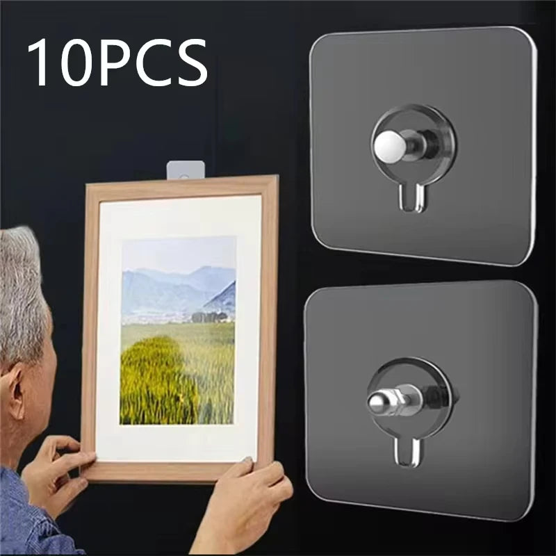 10PCS Photo Frame Hooks Storage Rack Screw Holders Door Hanger Self-Adhesive Multi-Function Gadgets Organizer Kitchen Accessorie - The New Up
