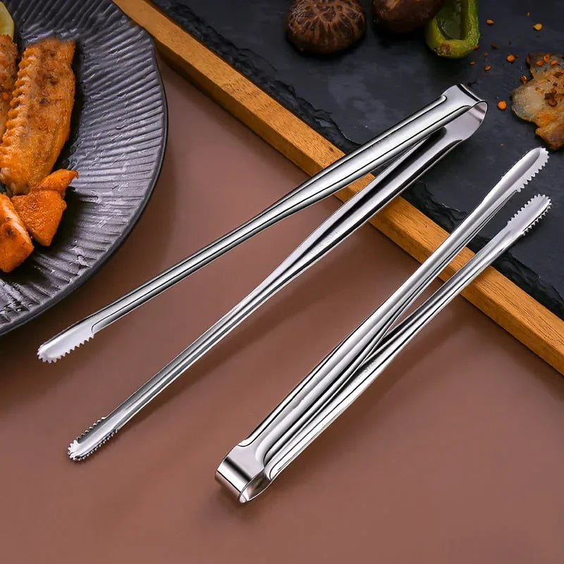 Stainless Steel Grill Tongs Food Clip BBQ Steak Clip Bread Tong Cooking Utensils Party Non-Slip Kitchen Gadgets Accessories - The New Up