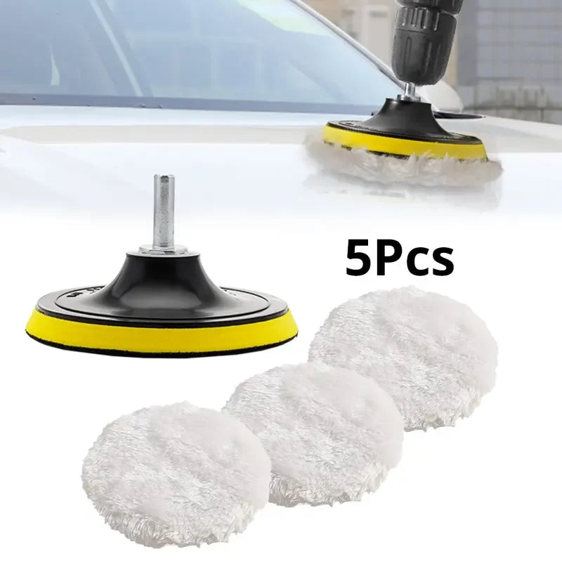 5Pcs 3/4/5 Inch Polishing Kit Car Polishing Pad Car Waxing Sponge Disk Wool Wheel Auto Paint Care Polisher Pads Car Gadget - The New Up