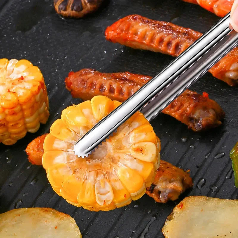 Stainless Steel Grill Tongs Food Clip BBQ Steak Clip Bread Tong Cooking Utensils Party Non-Slip Kitchen Gadgets Accessories - The New Up