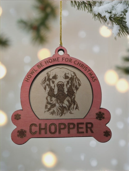 Personalized Pet Ornament – Dog Name & Portrait Engraved